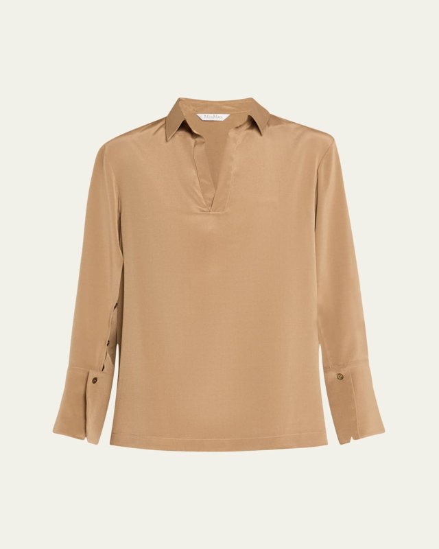 Dover Silk Stretch Collared Top